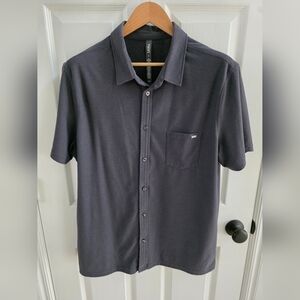 Vuori Men's Charcoal Short Sleeve Ace Button Down Shirt.